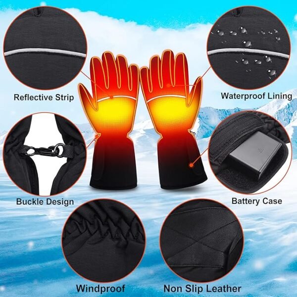 Magnolia Battery Heated Gloves for Women Men, Electric Heating Gloves for Motorcycle Driving Skiing Hunting Working - Image 5